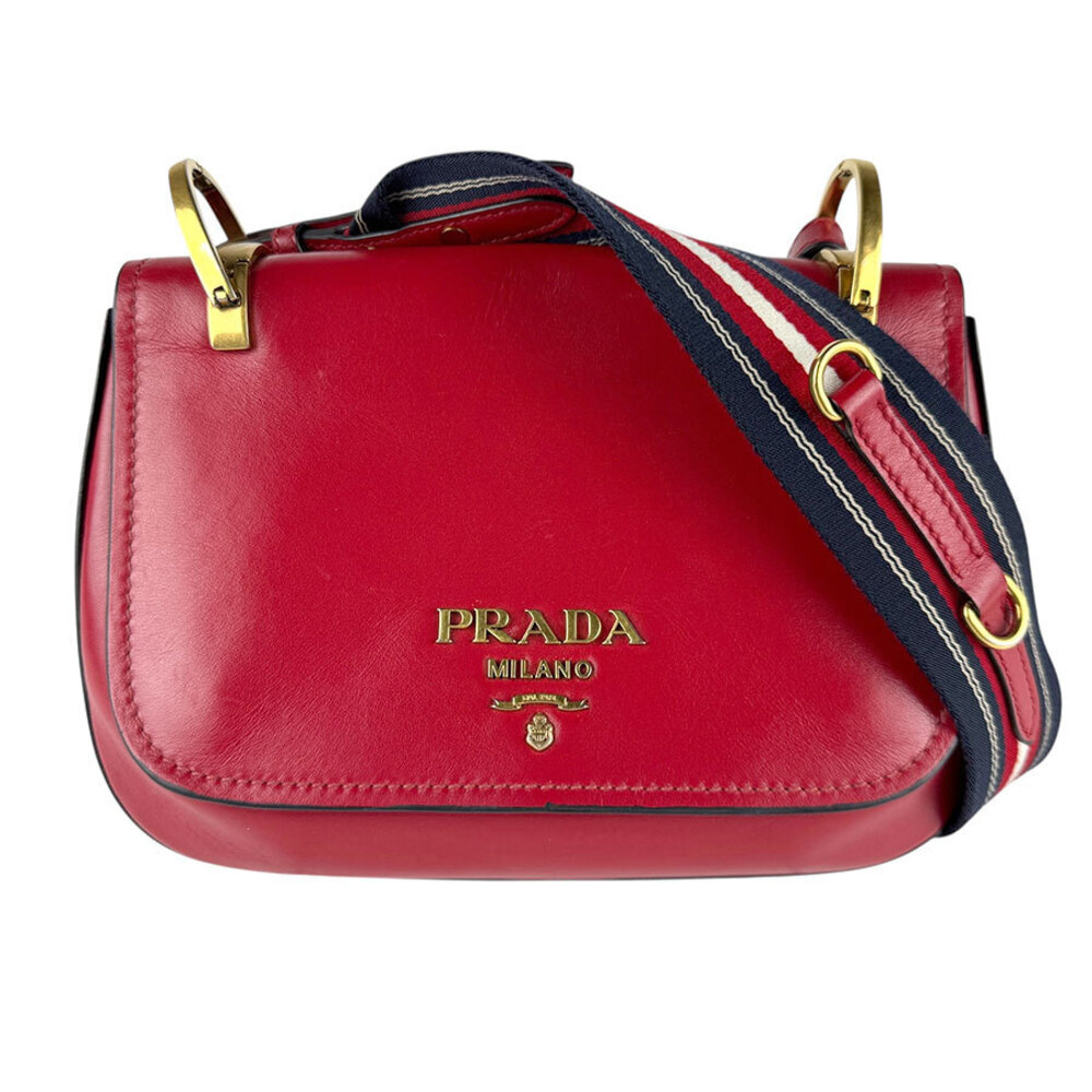 Prada gold canvas Navy white Blue red leather shoulder bag - Picture 2 of 4